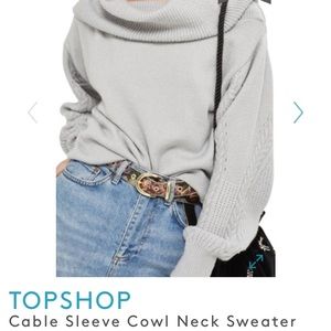 TOPSHOP Cable Sleeve Cowl Neck Sweater